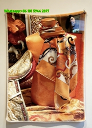 Hermès Inspired Orange Baroque Scroll Flannel Throw Blanket IMG_5166